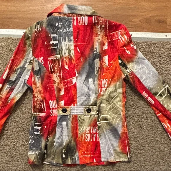 Gabrilla Molinari NWOT Women's 6 Multicolor Blazer Button Up Sleeves Never Worn - Picture 9 of 12